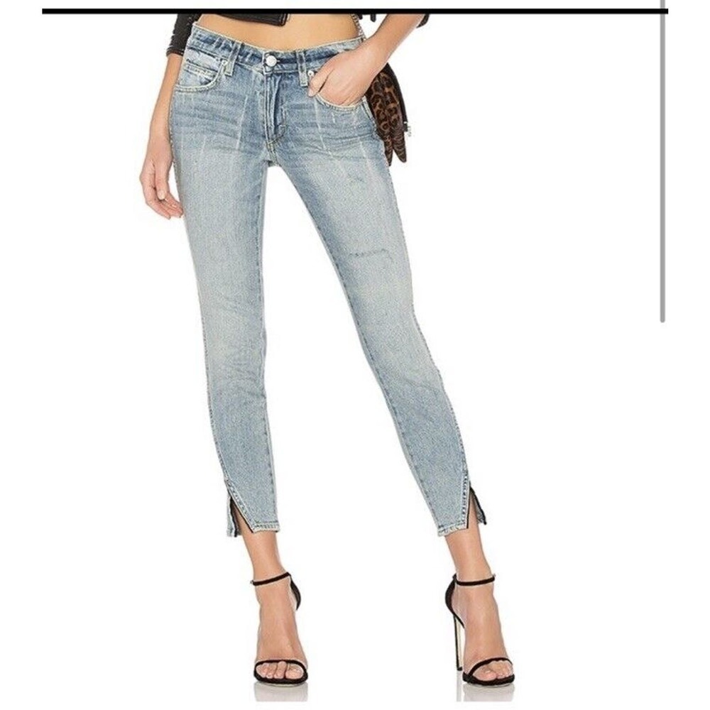 AMO Jeans Size 30/26 Twist Sweet Cheeks Cropped Piping Velvet Stripe Split Hem‍ - Picture 2 of 13